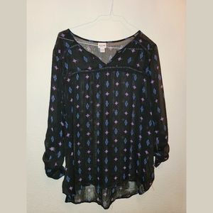 Sheer black bohemian blouse